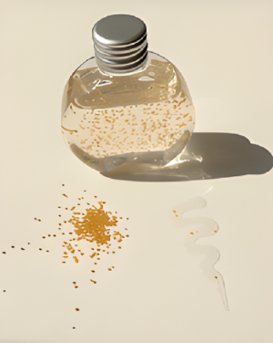 cosmetic gel with suspended particles featuring rheology modifiers